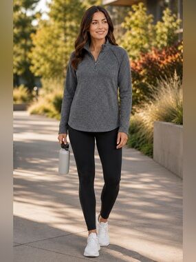 Eddie Bauer Women’s Large Gray Heather Quarter Zip Fleece Pullover